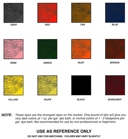 Carpet Dye Color Chart